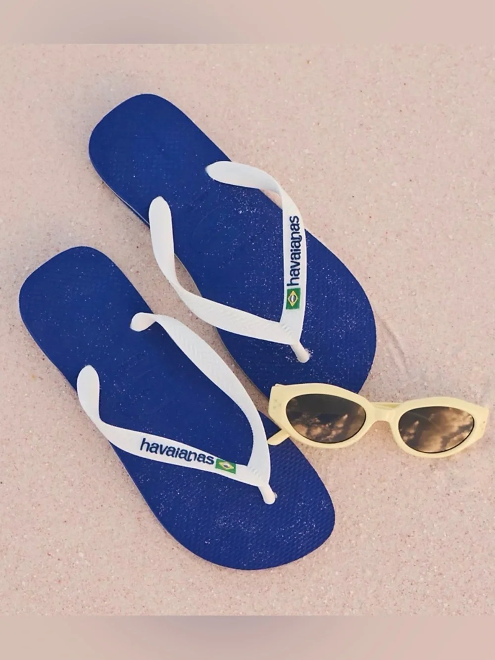 Havaianas Top Brazil Logo in Royal Blue Flip Flops with White Straps